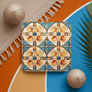 Geometrische Marokkaanse Tegel Patroon # 1 Blauwgr Kartonnen Onderzetters