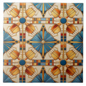 Geometrische Marokkaanse Tegel Patroon # 1 Blauwgr Tegeltje (Voorkant)