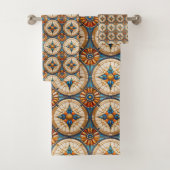 Geometrische Marokkaanse Tegel Patroon # 2 Blauwgr Bad Handdoek (Insitu)