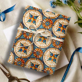 Geometrische Marokkaanse Tegel Patroon # 2 Blauwgr Cadeaupapier