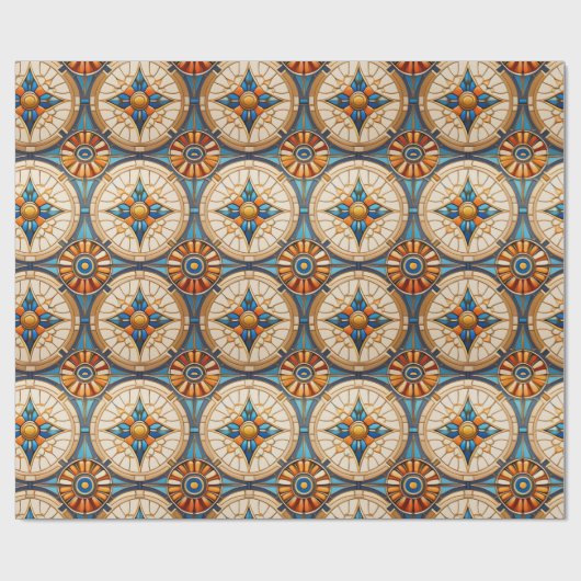 Geometrische Marokkaanse Tegel Patroon # 2 Blauwgr Cadeaupapier (Vlak)