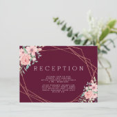 Geometrische Marsala Koper Bloemen Bruiloft Recept Informatiekaartje (Staand voorkant)