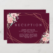 Geometrische Marsala Koper Bloemen Bruiloft Recept Informatiekaartje (Voorkant / Achterkant)