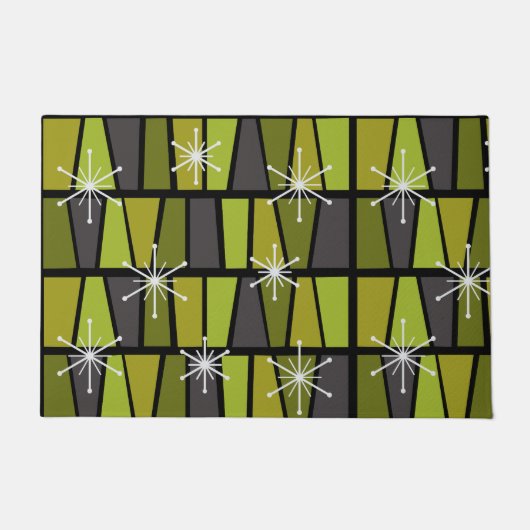 Geometrische MCM Abstract Olijfgroen Deurmat (Voorkant)