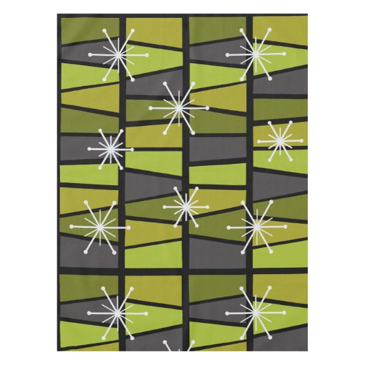 Geometrische MCM Abstract Olijfgroen Tafelkleed (Voorkant)