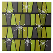 Geometrische MCM Abstract Olijfgroen Tegeltje (Voorkant)