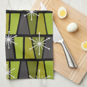 Geometrische MCM Abstract Olijfgroen Theedoek (Quarter Fold)
