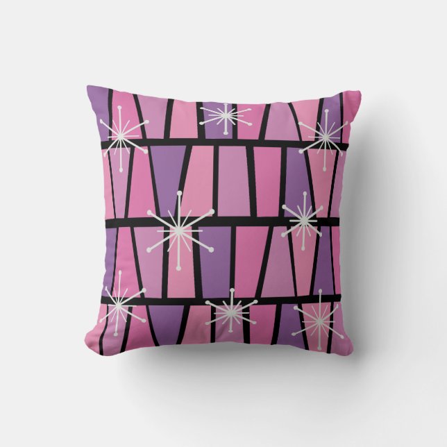 Geometrische MCM Abstract Roze Paars Kussen (Voorkant)