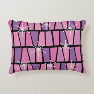 Geometrische MCM Abstract Roze Paarse Accent Kussen