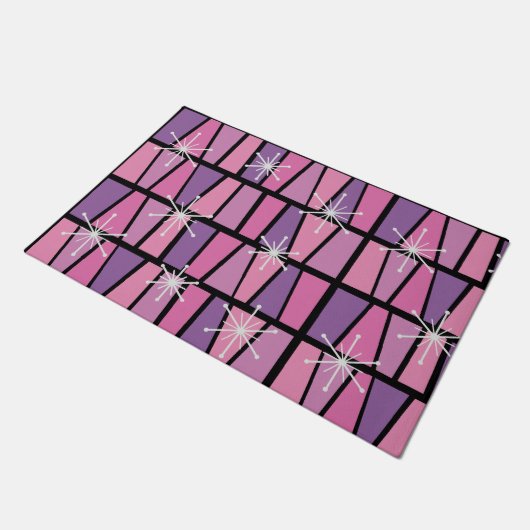 Geometrische MCM Abstract Roze Paarse Deurmat (Schuin)
