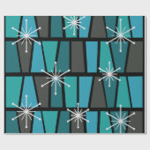 Geometrische MCM Abstracte Turquoise Blauwgroen Cadeaupapier (Vlak)