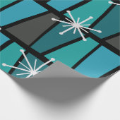 Geometrische MCM Abstracte Turquoise Blauwgroen Cadeaupapier (Hoek)