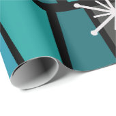 Geometrische MCM Abstracte Turquoise Blauwgroen Cadeaupapier (Rol Hoek)