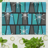 Geometrische MCM Abstracte Turquoise Blauwgroen Theedoek (Gevouwen)