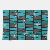 Geometrische MCM Abstracte Turquoise Blauwgroen Theedoek (Horizontaal)