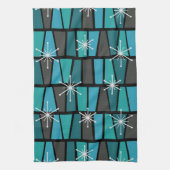 Geometrische MCM Abstracte Turquoise Blauwgroen Theedoek (Verticaal)