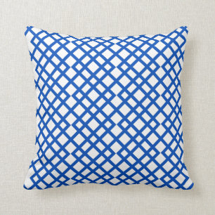 Geometrische mediterraan blauwe rooster modern kussen