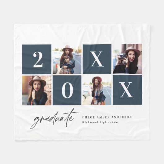 Geometrische meerblauw afstuderen voor de marinesc fleece deken (Voorkant (Horizontaal))