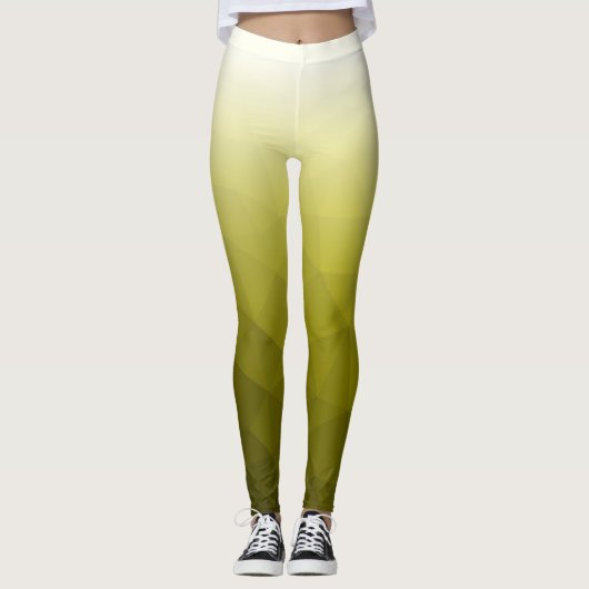 Geometrische meshpatroon met gele witte gradiënt leggings (Voorkant)