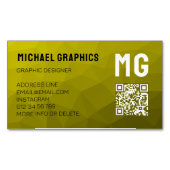 Geometrische meshpatroon QR-code met gele gradiënt Magnetisch Visitekaartje (Voorkant)