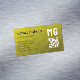 Geometrische meshpatroon QR-code met gele gradiënt Magnetisch Visitekaartje