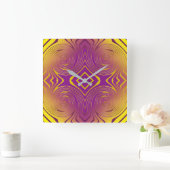 geometrische metalen wervelstructuur vierkante klok (Huis)