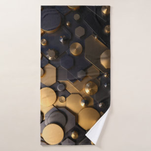 Geometrische Metallic Abstracte Wall Art - Goud en Badhanddoek