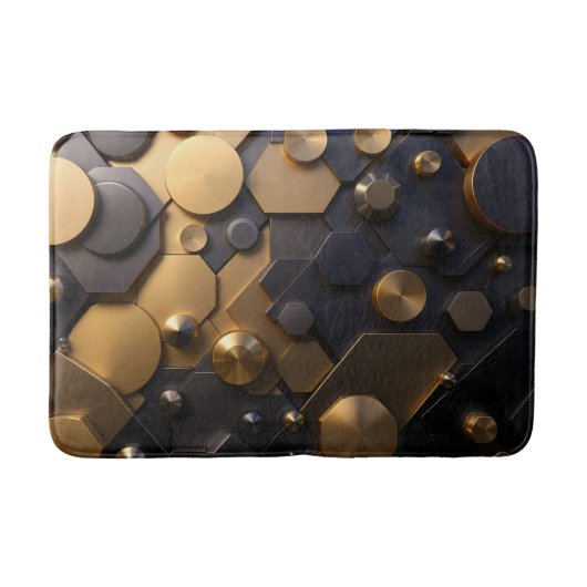 Geometrische Metallic Abstracte Wall Art - Goud en Badmat (Voorkant)