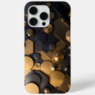 Geometrische Metallic Abstracte Wall Art - Goud en iPhone 15 Pro Max Hoesje