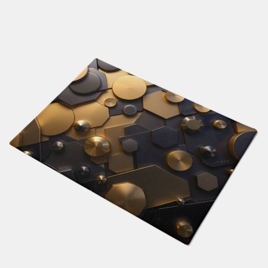 Geometrische Metallic Abstracte Wall Art - Goud en Deurmat (Schuin)