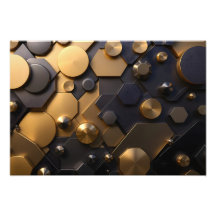 Geometrische Metallic Abstracte Wall Art - Goud en