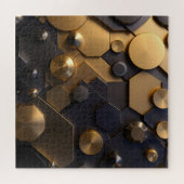 Geometrische Metallic Abstracte Wall Art - Goud en Legpuzzel (Horizontaal)