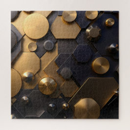 Geometrische Metallic Abstracte Wall Art - Goud en Legpuzzel