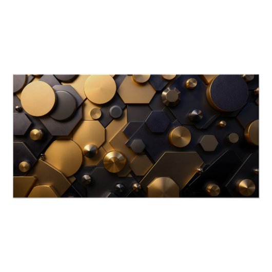 Geometrische Metallic Abstracte Wall Art - Goud en Perfect Poster (Voorkant)