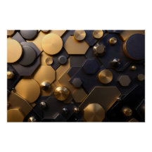 Geometrische Metallic Abstracte Wall Art - Goud en