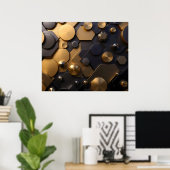 Geometrische Metallic Abstracte Wall Art - Goud en Poster (Thuiskantoor)