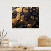 Geometrische Metallic Abstracte Wall Art - Goud en Poster (Keuken)
