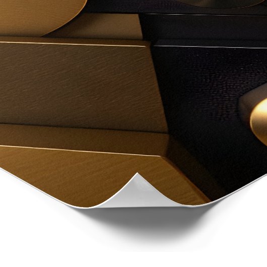 Geometrische Metallic Abstracte Wall Art - Goud en Poster (Hoek)