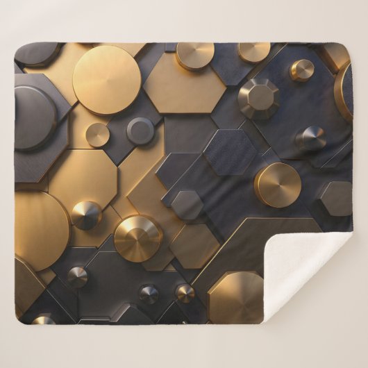 Geometrische Metallic Abstracte Wall Art - Goud en Sherpa Deken (Voorkant (horizontaal))