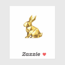 Geometrische Metallic Gouden Origami Konijn Sticker