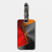 Geometrische metallisch zwart rood en Oranje Bagagelabel (Achterkant verticaal)