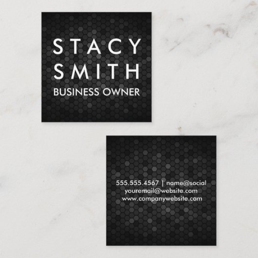 Geometrische metallische achtergrond vierkante visitekaartje (Voorkant / Achterkant)