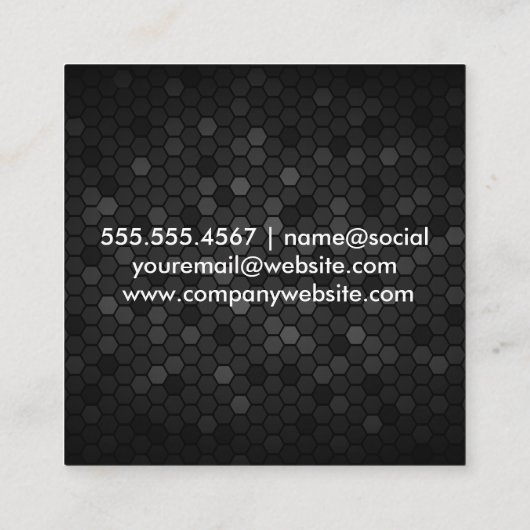 Geometrische metallische achtergrond vierkante visitekaartje (Achterkant)
