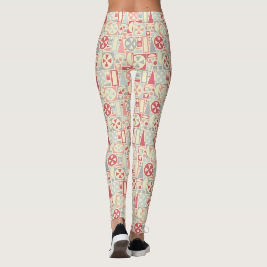 Geometrische Mid-Century Modern Retro 50s Schattig Leggings (Achterkant)
