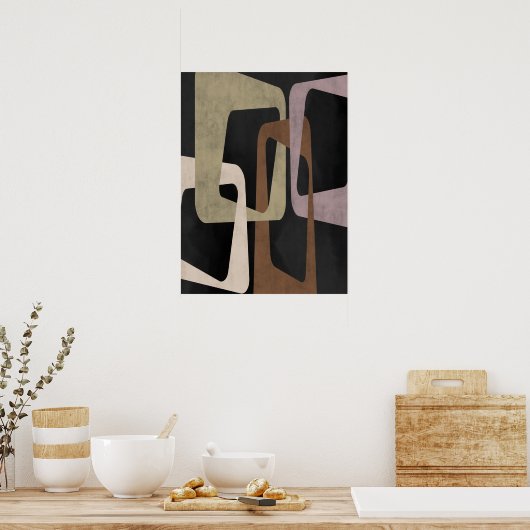 Geometrische middeleeuwse moderne Abstracte zwarte Poster (Keuken)