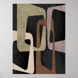 Geometrische middeleeuwse moderne Abstracte zwarte Poster