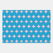 Geometrische middeleeuwse patronen in blauw en roz inpakpapier vel (Voorkant 3)