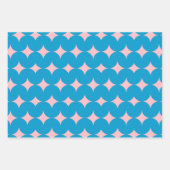 Geometrische middeleeuwse patronen in blauw en roz inpakpapier vel (Voorkant)