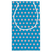 Geometrische middeleeuwse patronen in blauw en roz klein cadeauzakje (Achterkant)