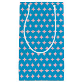 Geometrische middeleeuwse patronen in blauw en roz klein cadeauzakje (Voorkant)